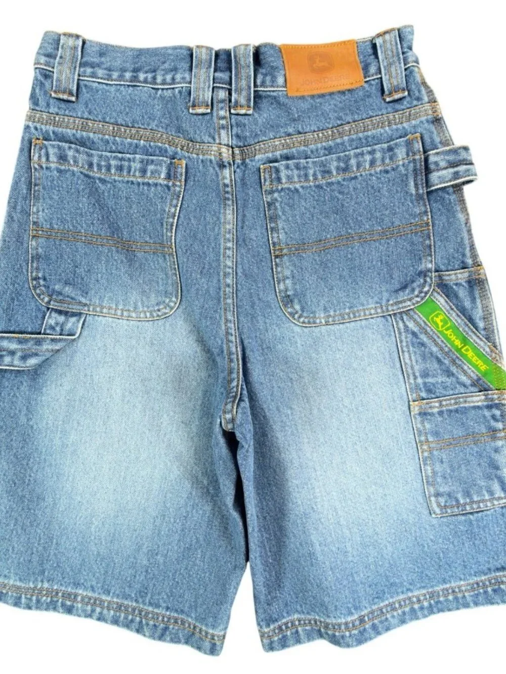 VTG John Deere Carpenter Shorts Boys 14 Womens Denim Utility Jorts NOS NWT